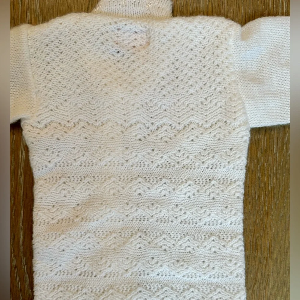 Heidi girls VTG 100% Acrylic white knit baby girl’s‎ 12 Mos button up cardigan